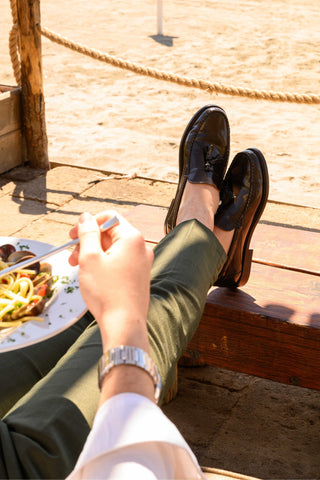 Scarpe Mocassini Bortignani con Nappine in pelle Marrone